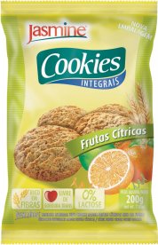 COOKIE_frutas citricas.png - Cookies Integrais Frutas CítricasRico em fibras e ferroLivre de Gorduras Trans Ingredientes: Farinha de trigo integral, farinha de trigo fortificada com ferro e ácido fólico, melado de cana, açúcar mascavo, óleos vegetais (palma, milho e girassol), amido de milho, flocos de limão e laranja, tangerina desidratada, maltodextrina, agentes de crescimento (fosfato monocálcico, bicarbonato de sódio, bicarbonato de amônio), estabilizante natural lecitina de soja e aromas.CONTÉM GLÚTENDisponível na versão: 200g.